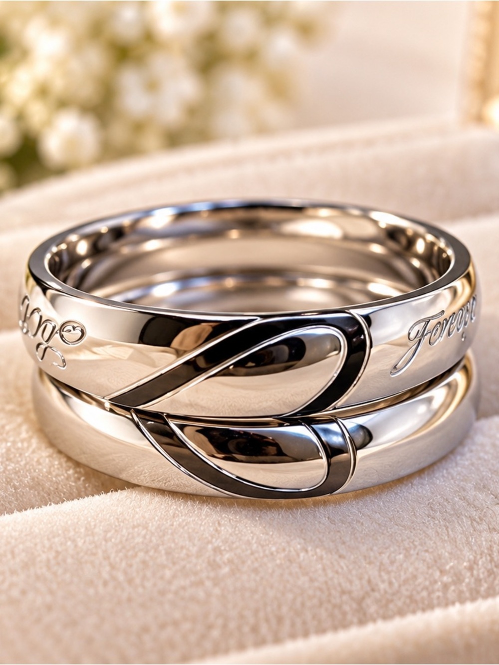 Forever Linked stainless steel Women's men’s rings Set for couple 7 / 9